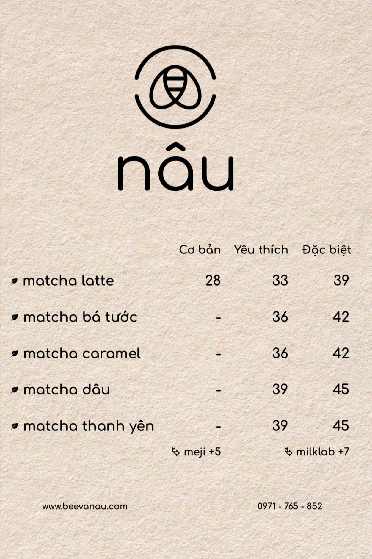 Beevanau menu